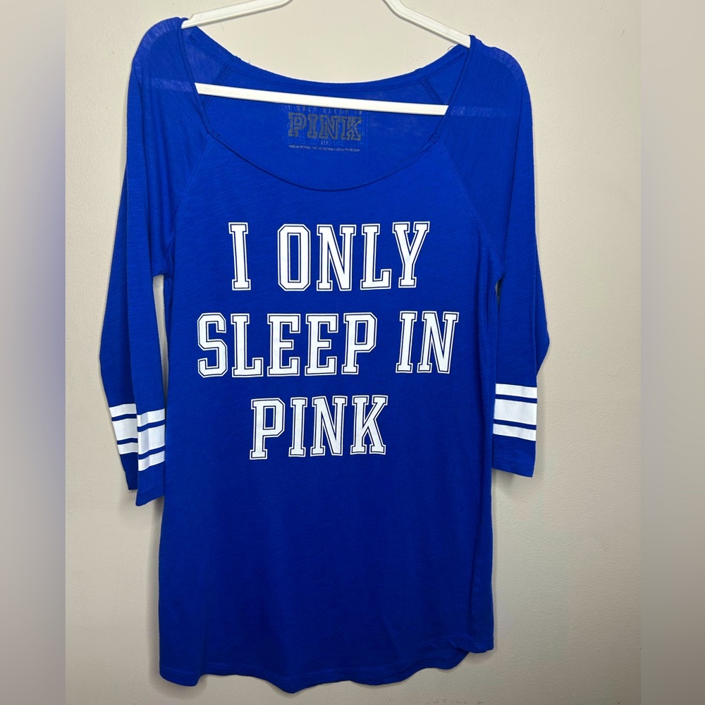Y2K Victoria's Secret Blue Night Sleep Shirt Only Sleep in PINK Sleepwear Top S